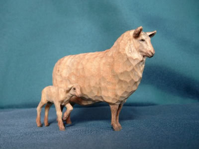 Krippenfigur Schaf Holz