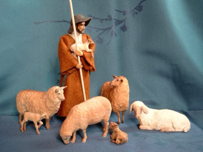 Krippenfigur Schaf Holz