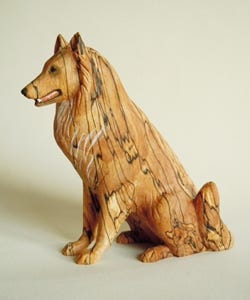 handgeschnitzter Hund Holz
