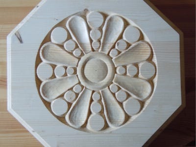 Rosette Kassette Decke Holz Schnitzerei geschnitzt Handarbeit Holz Bildhauerei